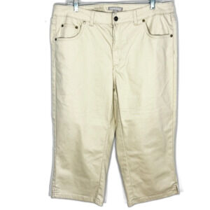 Woman Within Cropped Capri Denim Pant Off White Size 16 W
